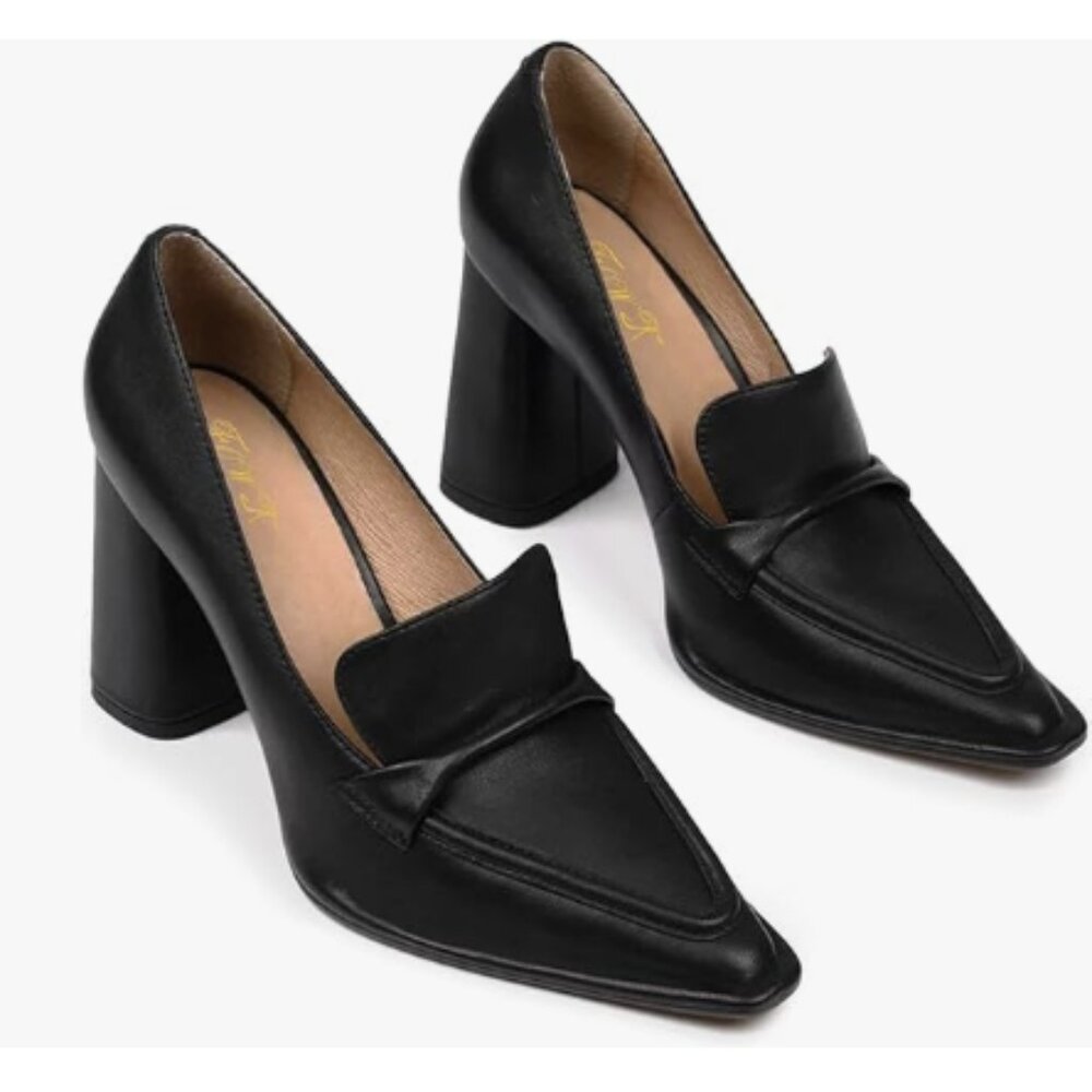 FOWT Womens Solid Color/Two Toned Rolled Single Belt Loafers Pointed Toe High